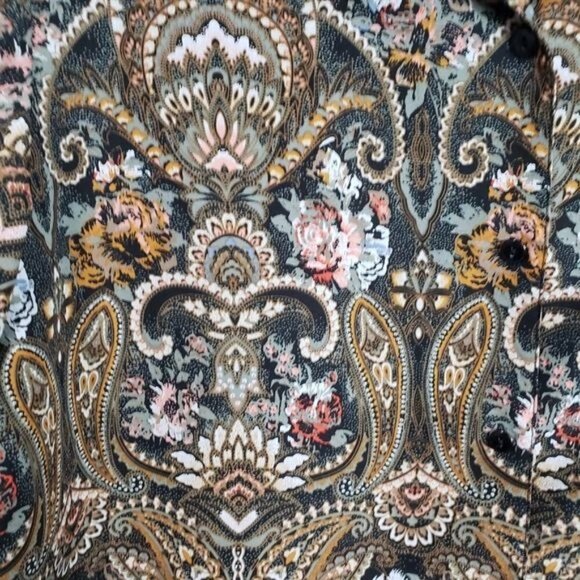 Claudia Richard Vintage Long Sleeves Button up Paisley Print Blouse Size Large - Picture 3 of 11